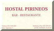 Hostal Pirineos Visitenkarte